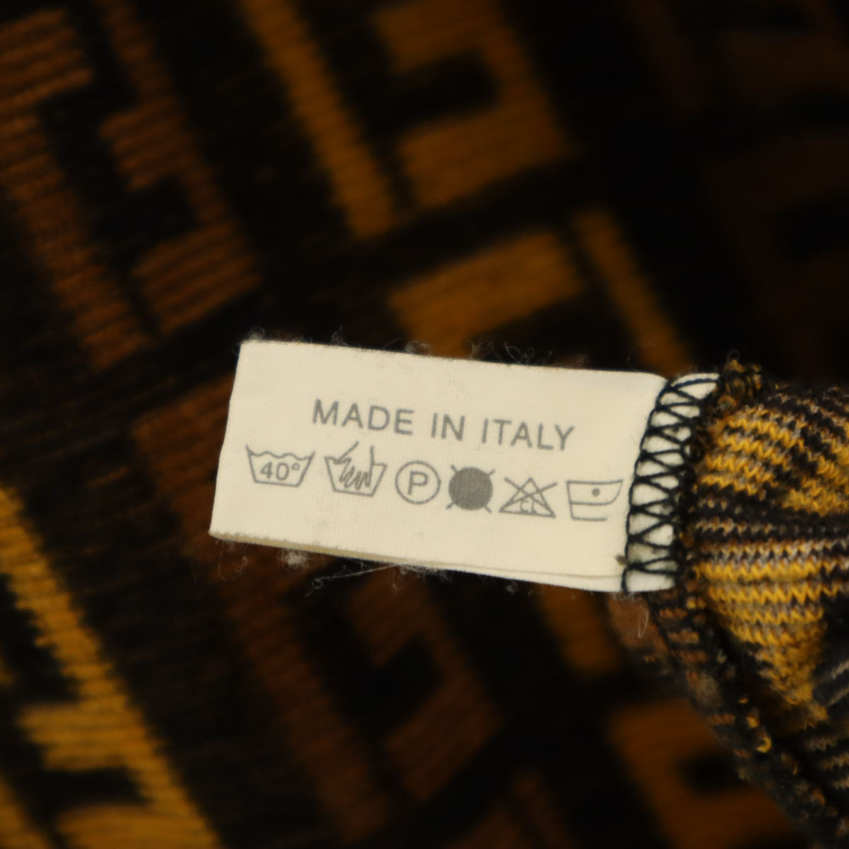 FENDI フェンディ イタリア製 ズッカ柄 ノースリーブ パイル地 カットソー 42 ブラウン系 レディース