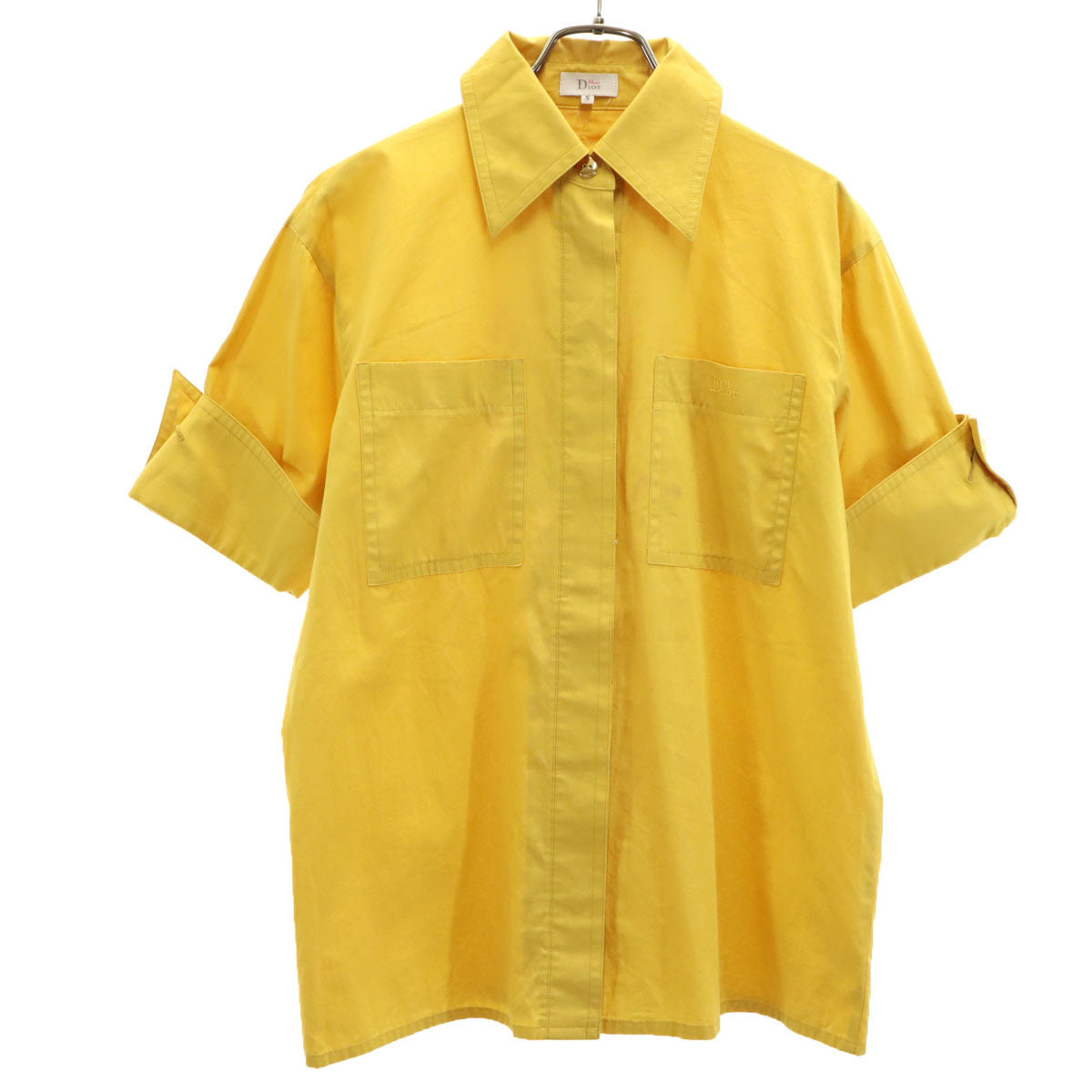 Miss Dior ミスディオール 90s オールド 半袖 シャツ S イエロー系 クリスチャンディオール 比翼 レディース