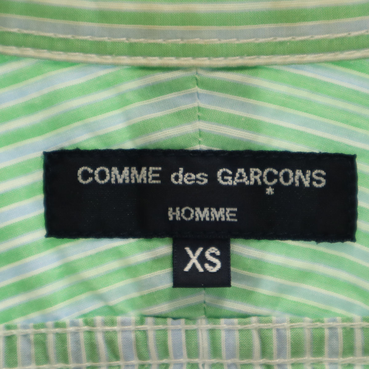 COMME des GARCONS HOMME コムデギャルソンオム 日本製 ストライプ柄 長袖 コットンシャツ XS グリーン メンズ