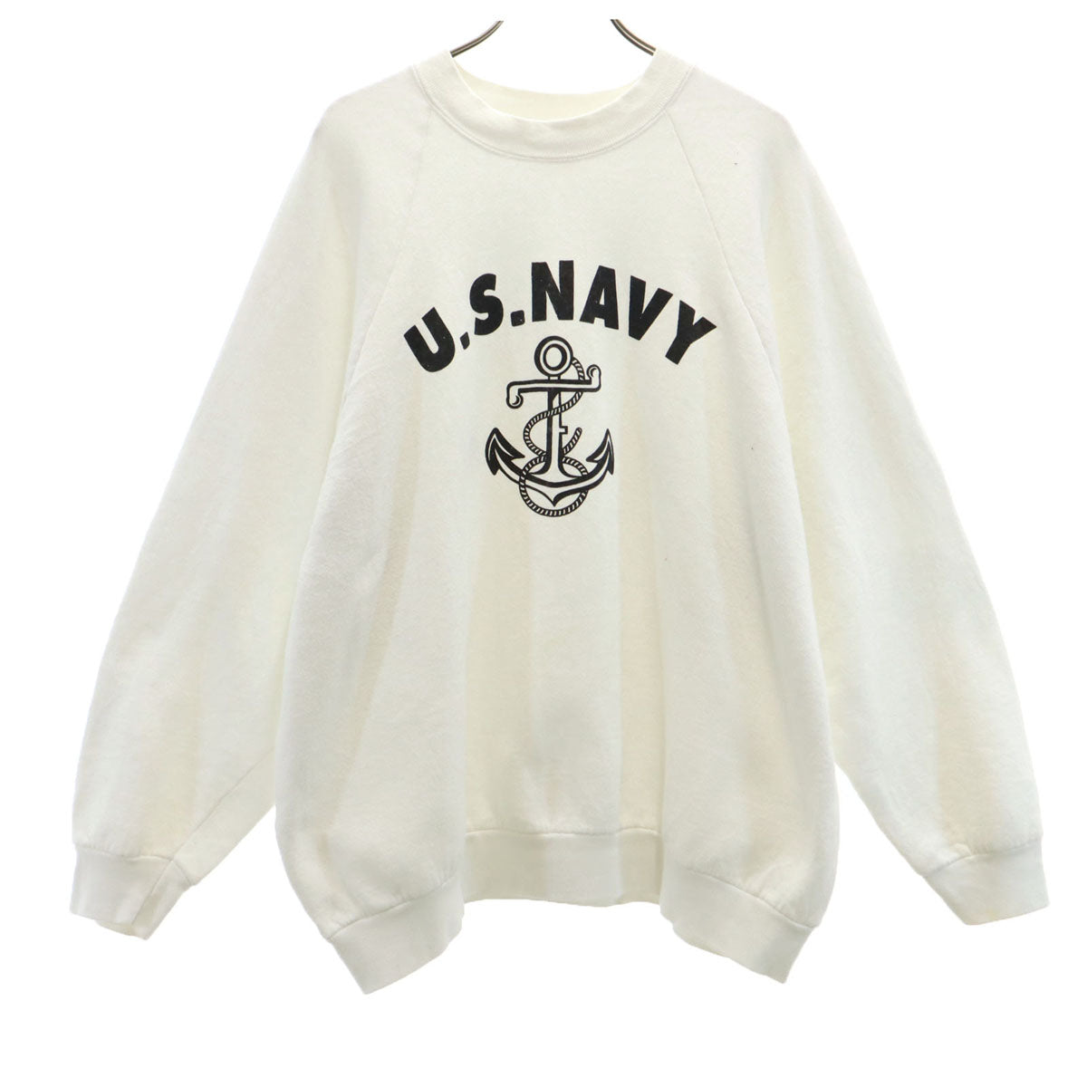 FRUIT OF THE LOOM フルーツオブザルーム 90s USA製 オールド 長袖 U.S.NAVY スウェット トレーナー 2XL 白 裏起毛 ビックサイズ レディース