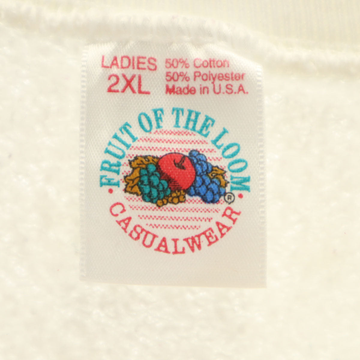 FRUIT OF THE LOOM フルーツオブザルーム 90s USA製 オールド 長袖 U.S.NAVY スウェット トレーナー 2XL 白 裏起毛 ビックサイズ レディース