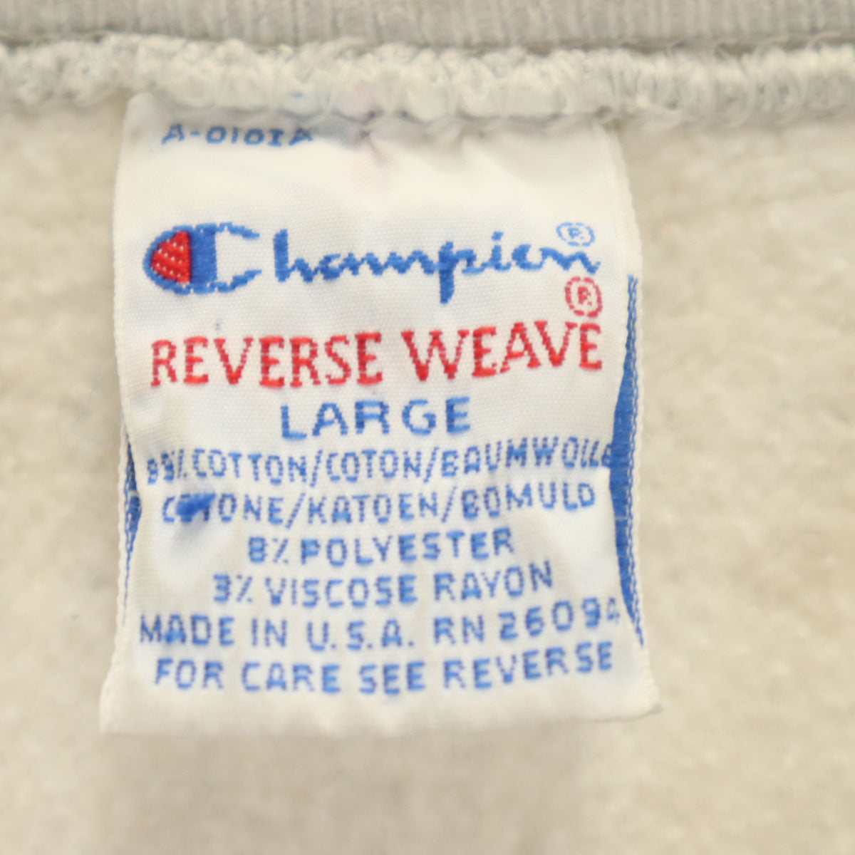 Champion チャンピオン 90s USA製 リバースウィーブ オールド 刺繍タグ 長袖 スウェット トレーナー L グレー 裏起毛 メンズ