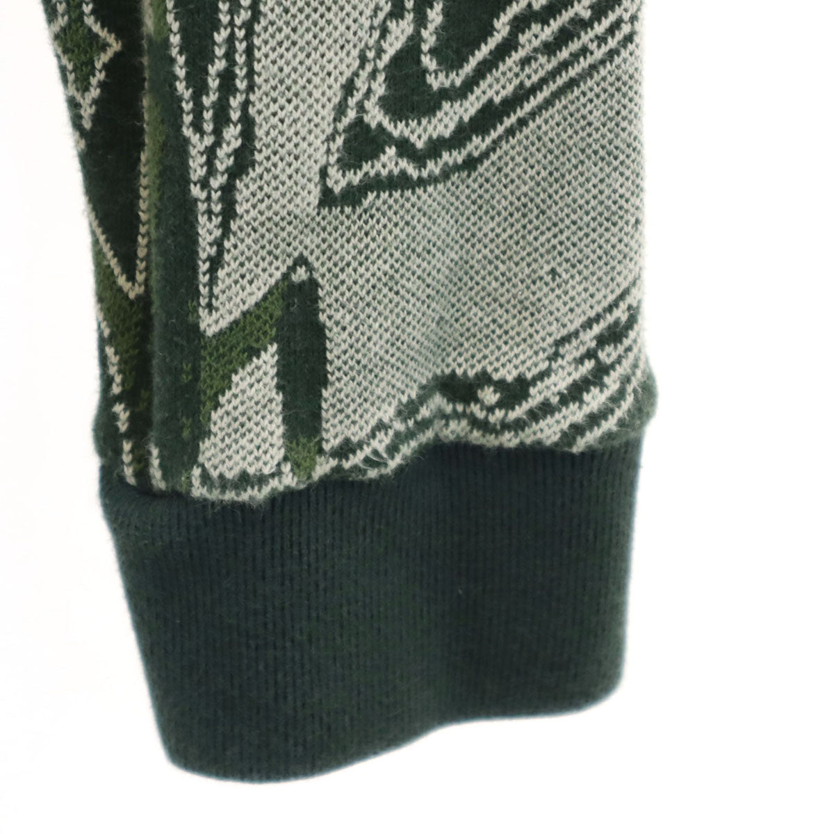 MAISON KITSUNE メゾンキツネ 総柄 長袖 トレーナー S グリーン系 裏起毛 メンズ