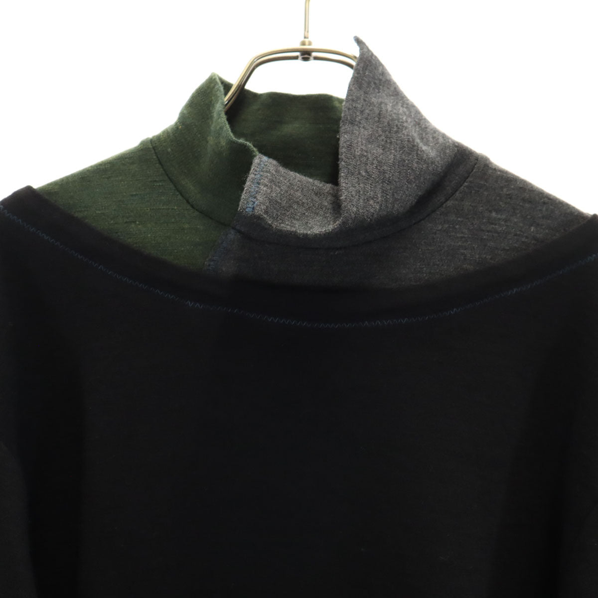 kolor カラー 日本製 ウールブレンド 長袖 ハイゲージミラノリブ レイヤード セーター 3 黒 ニット メンズ