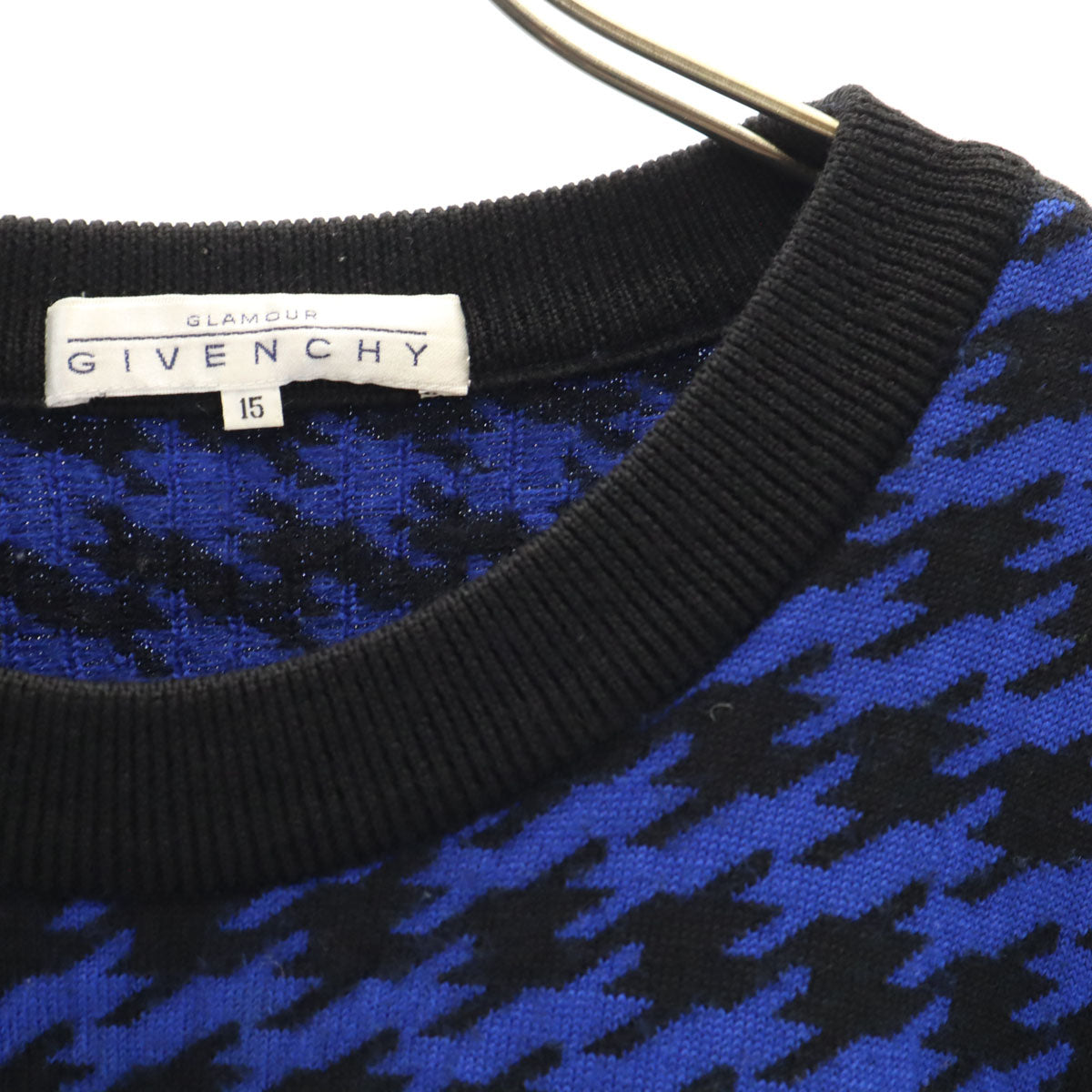 GIVENCHY ジバンシィ 90s ウール オールド 総柄 長袖 セーター 15 青系 ニット レディース