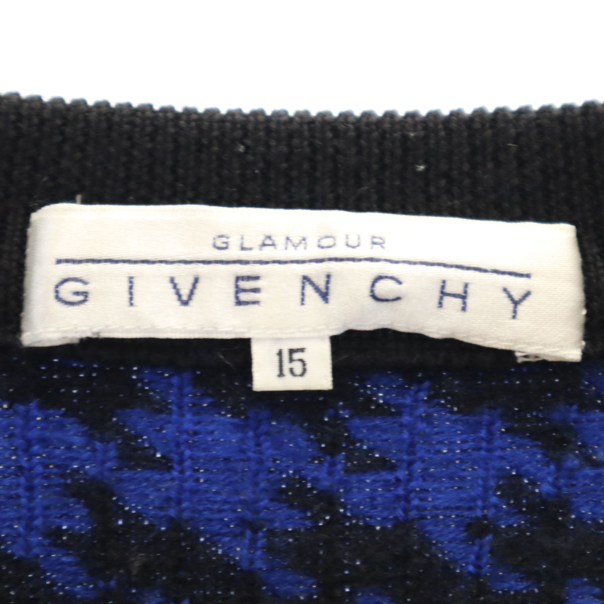 GIVENCHY ジバンシィ 90s ウール オールド 総柄 長袖 セーター 15 青系 ニット レディース