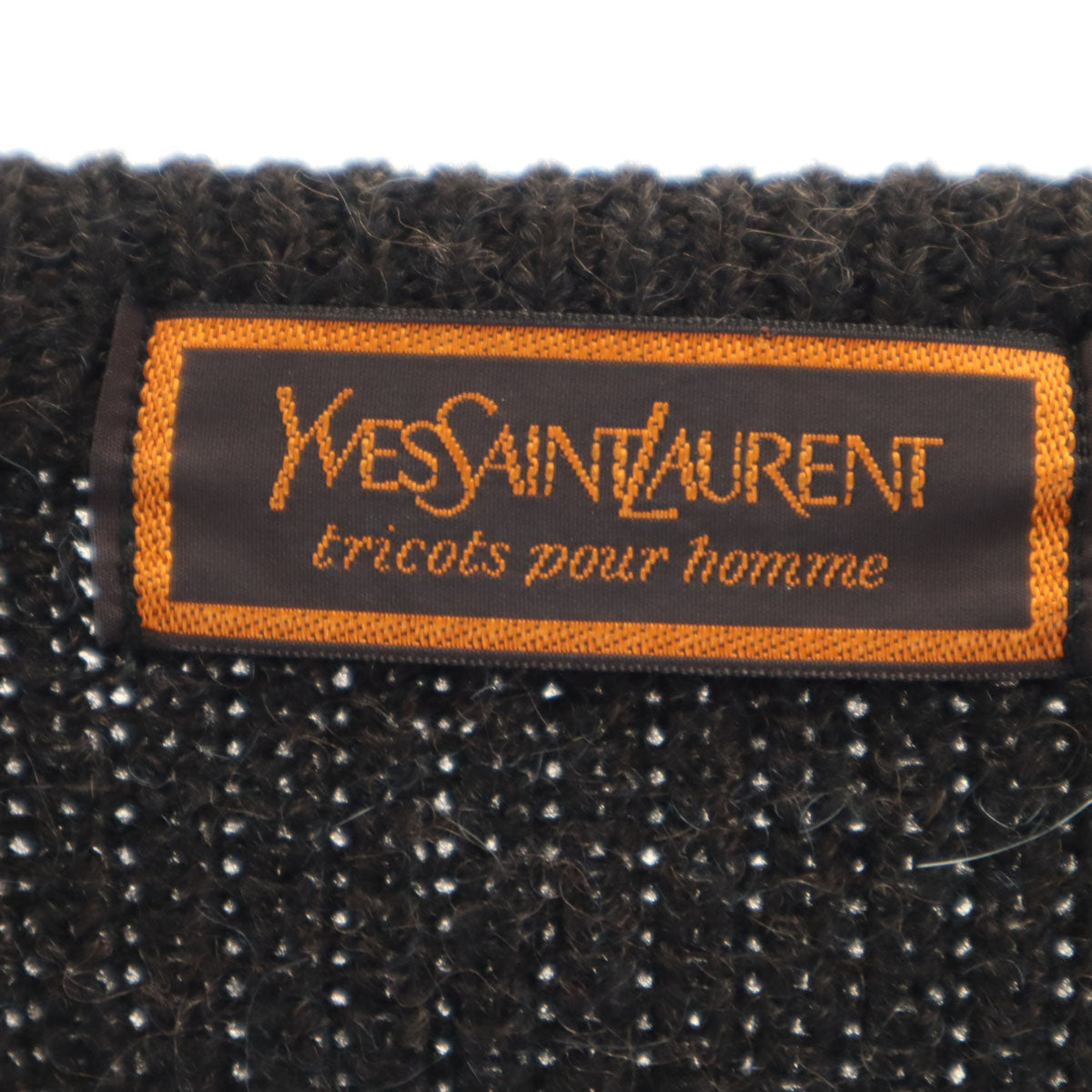YVES SAINT LAURENT イヴサンローラン 90s ウールブレンド オールド 長袖 Vネック セーター L 黒 ニット メンズ