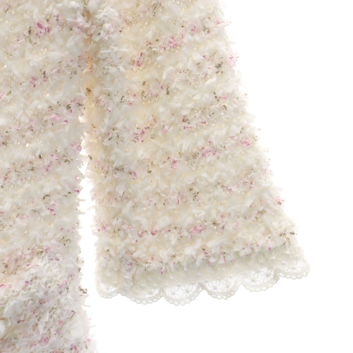 Rene ルネ 日本製 半袖 ツイード ニット 34 ホワイト レディース