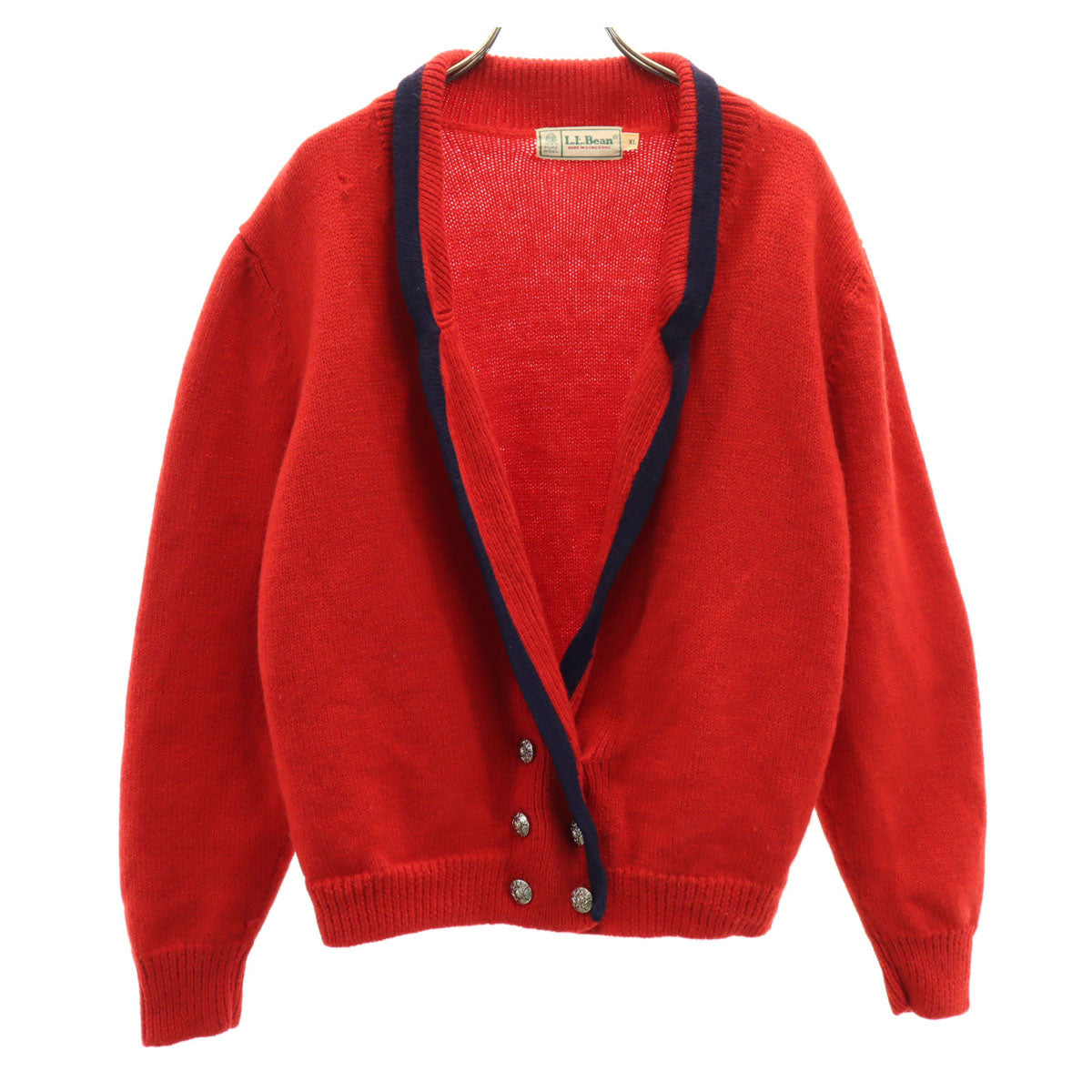 L.L.Bean エルエルビーン 80s ヴィンテージ 長袖 ニットカーディガン XL レッド アウトドア レディース
