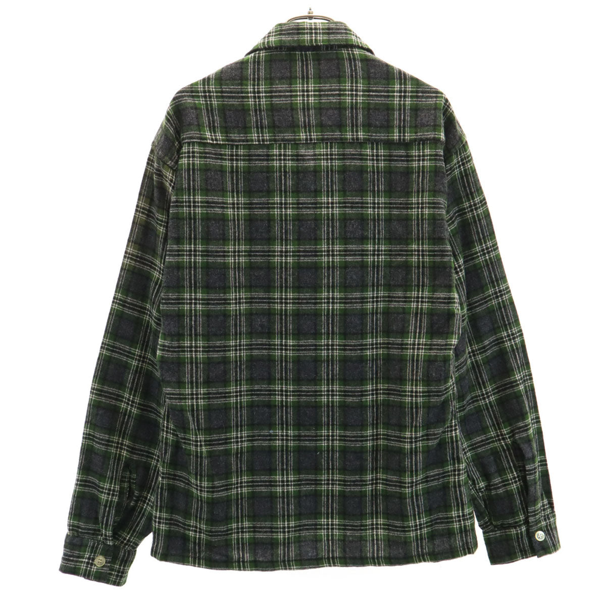 Woolmaster ウールマスター 60s ヴィンテージ チェック柄 長袖 フランネル オープンカラーシャツ M カーキ メンズ