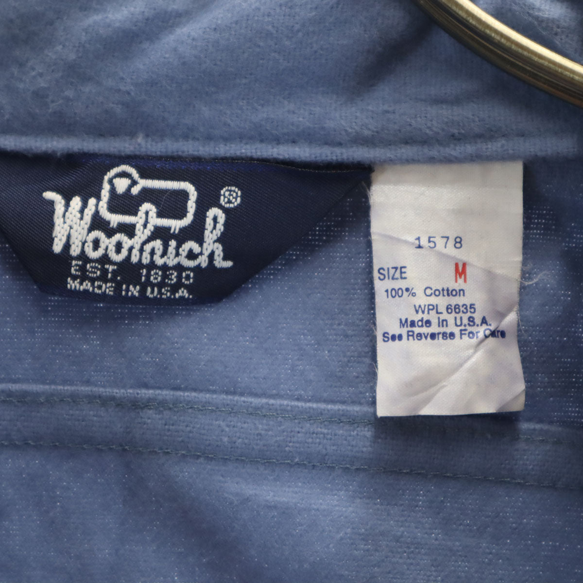 WOOLRICH ウールリッチ 80s USA製 ヴィンテージ 長袖 シャモア クロス シャツ M ブルー系 コットンネル メンズ