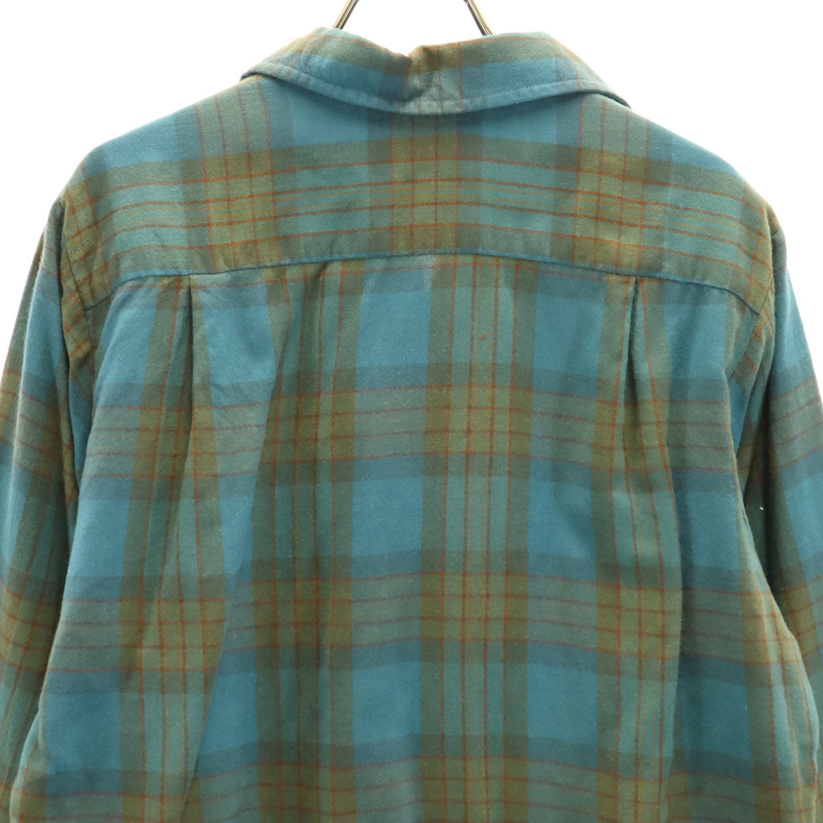 ARROW アロー 60s ヴィンテージ 開襟 チェック柄 長袖 オープンカラーシャツ S 青緑系 メンズ
