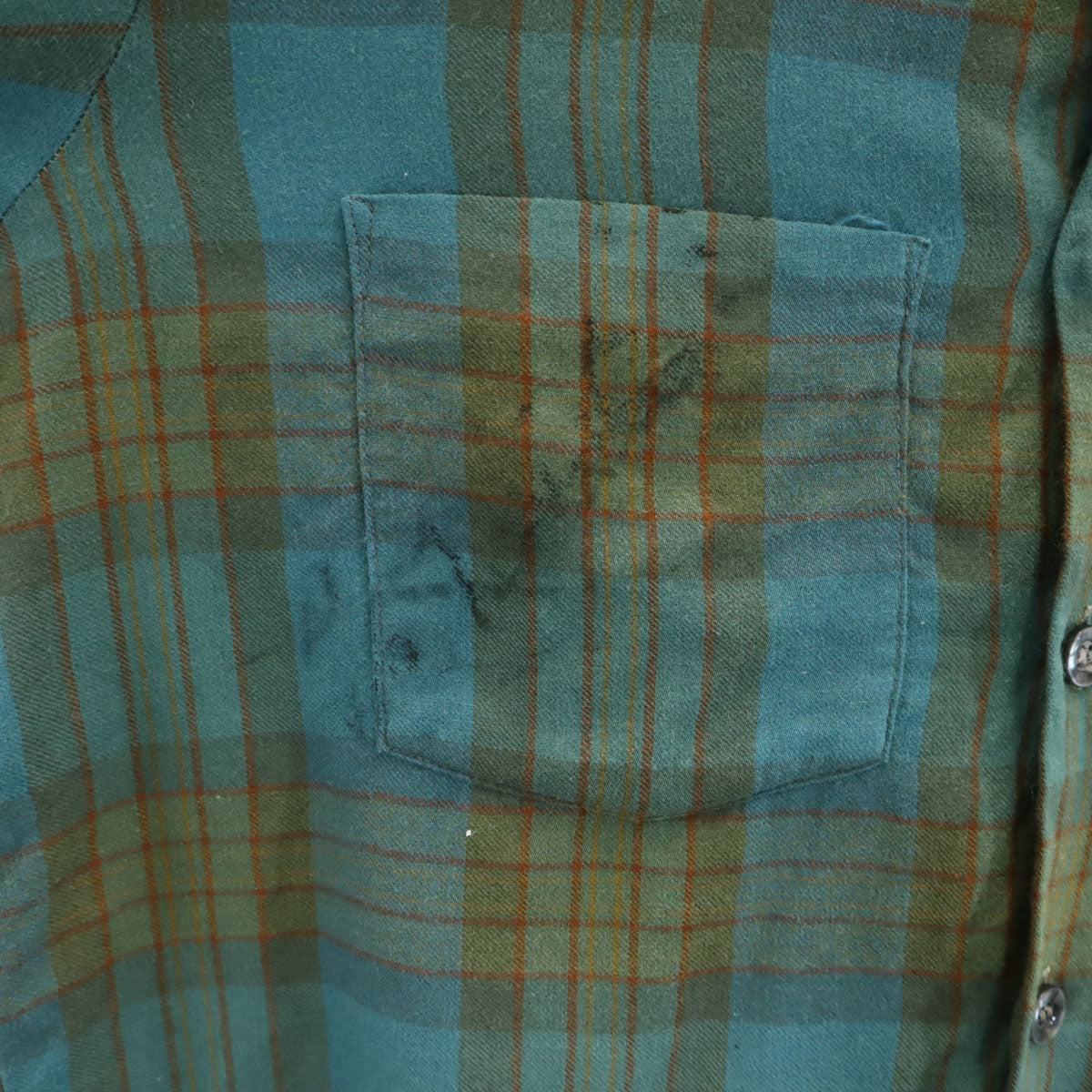 ARROW アロー 60s ヴィンテージ 開襟 チェック柄 長袖 オープンカラーシャツ S 青緑系 メンズ