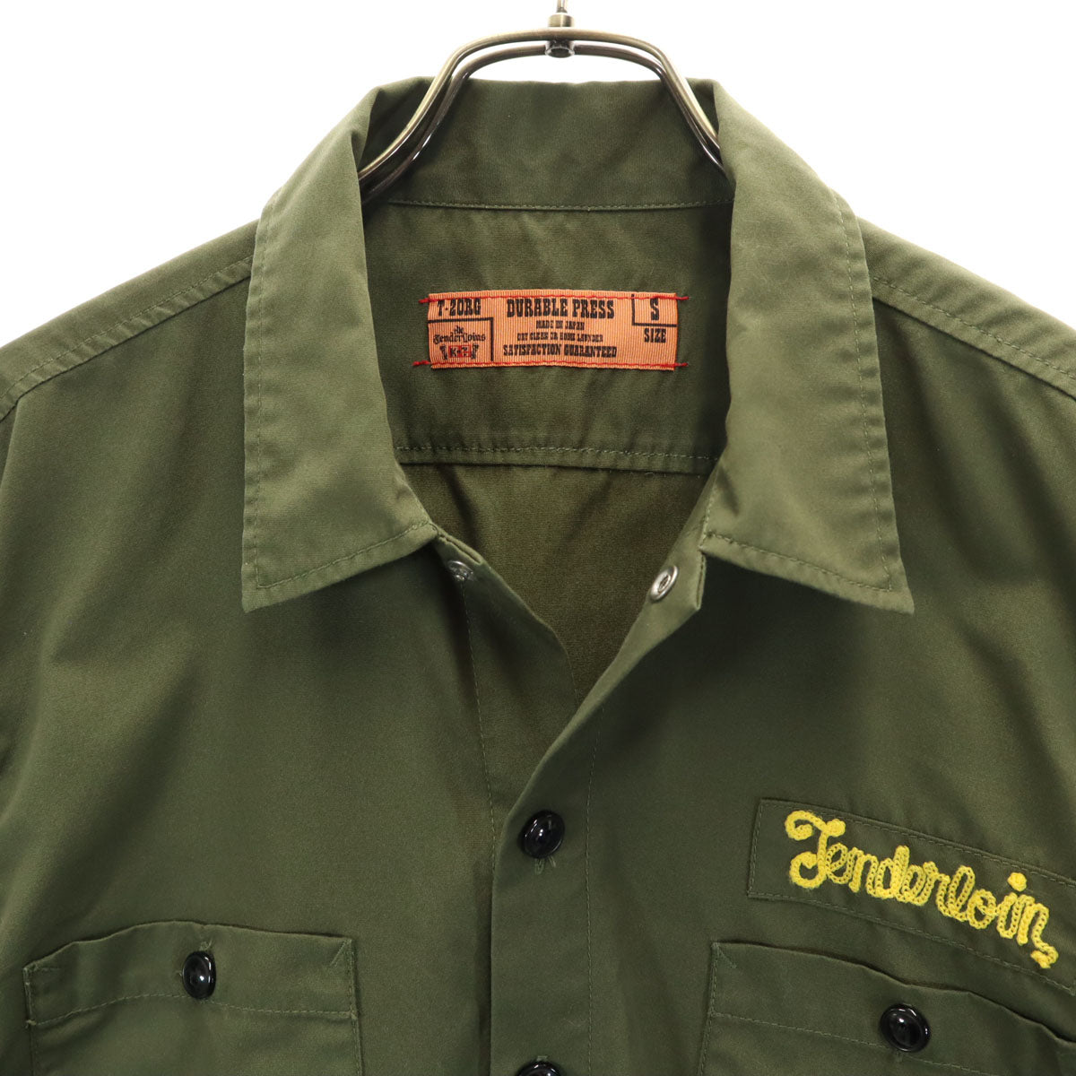 TENDERLOIN テンダーロイン 日本製 長袖 ワークシャツ S カーキ メンズ
