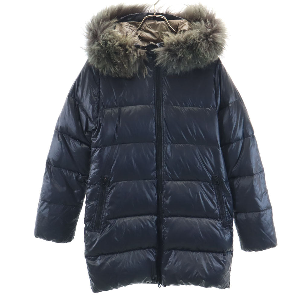 DUVETICA デュベティカ ブルガリア製 ESTERNO-AUBER ミドル ファー ダウンコート 42 ネイビー フーディー メンズ