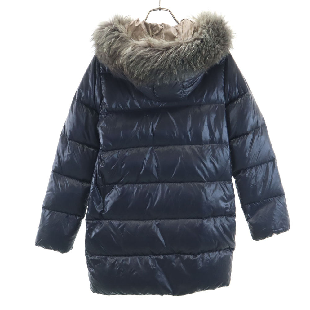 DUVETICA デュベティカ ブルガリア製 ESTERNO-AUBER ミドル ファー ダウンコート 42 ネイビー フーディー メンズ