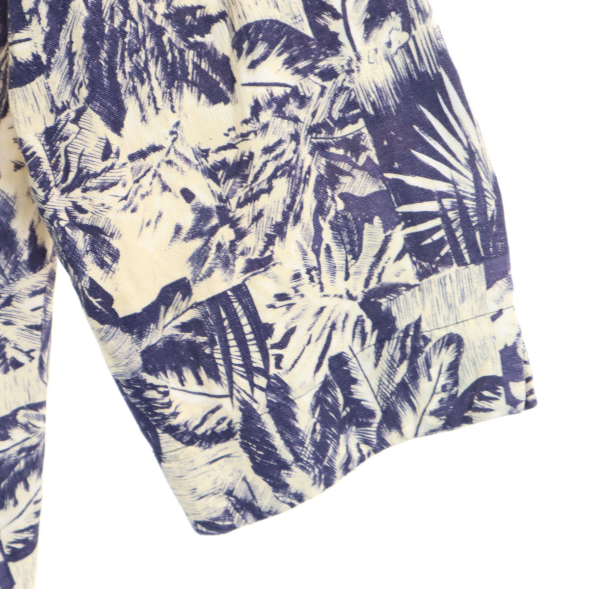 Carol Anderson Collection キャロルアンダーソンコレクション 80s 90s オールド 長袖アロハ 総柄 長袖 アロハ ジャケット ネイビー系 レディース