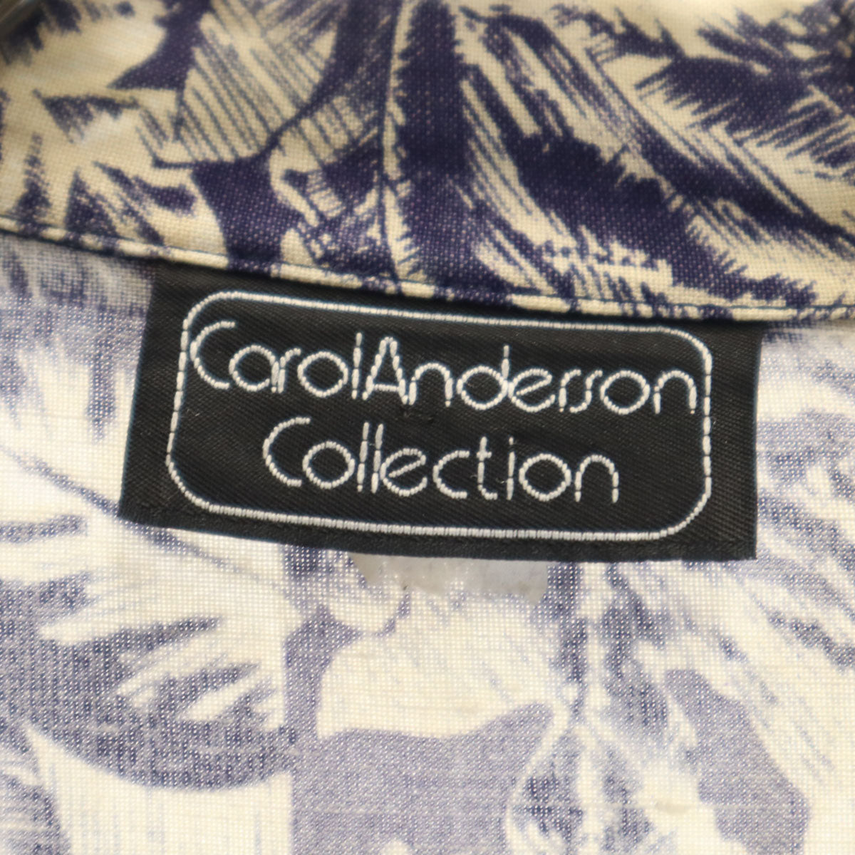 Carol Anderson Collection キャロルアンダーソンコレクション 80s 90s オールド 長袖アロハ 総柄 長袖 アロハ ジャケット ネイビー系 レディース