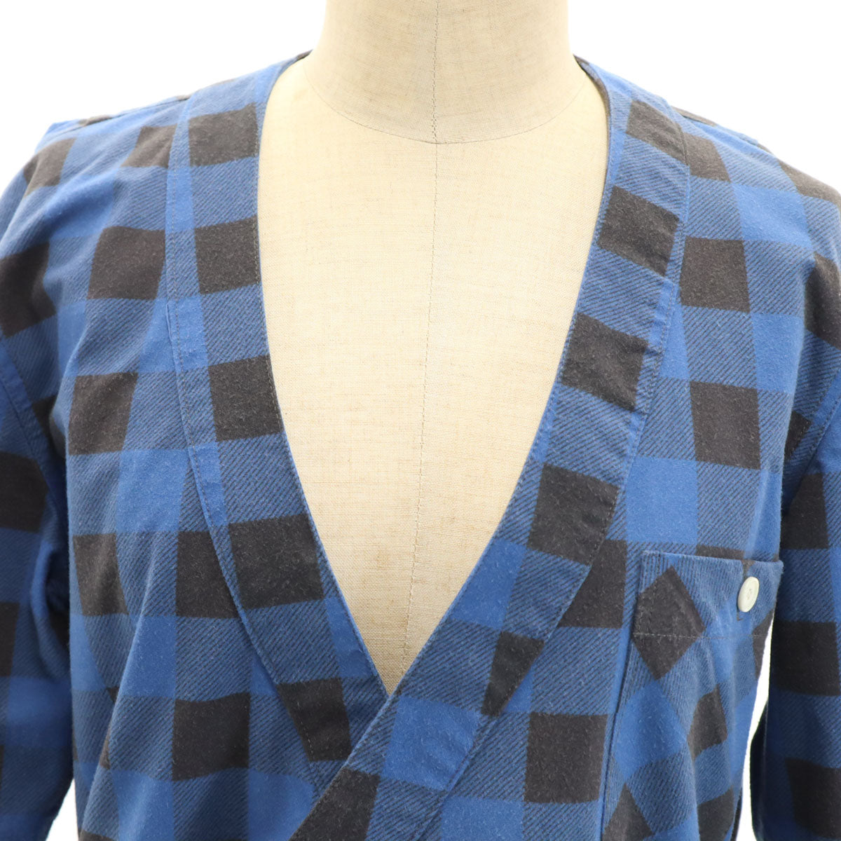 TAKAHIRO MIYASHITA The SoloIst. タカヒロミヤシタザソロイスト 17ss 日本製 チェック柄 長袖 タングルドアップ シャツ 44 ブルー 羽織り PRIMALOFT メンズ