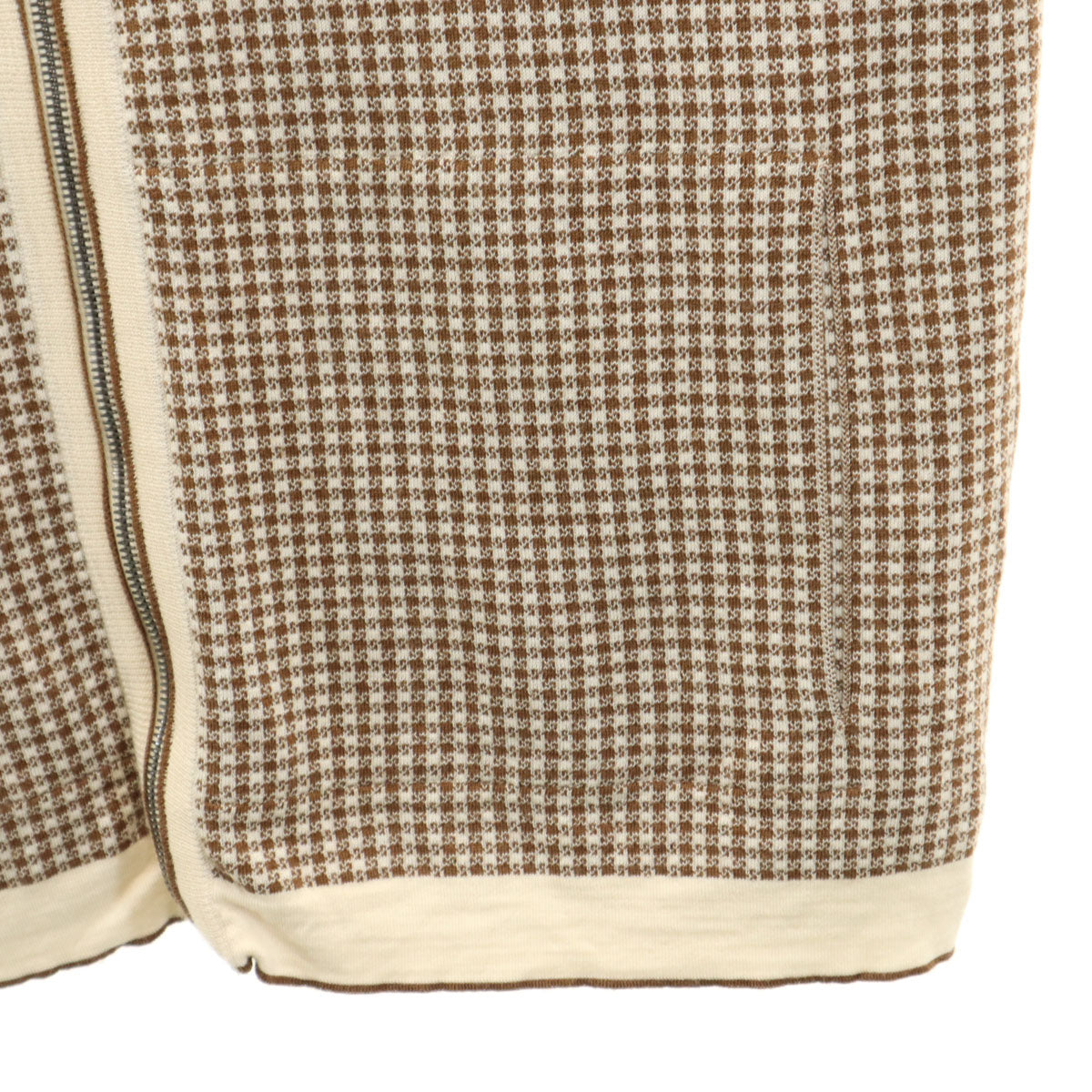 Salvatore Ferragamo サルヴァトーレフェラガモ イタリア製 シルクブレンド 総柄 長袖 フルジップ ニットカーディガン L ブラウン メンズ