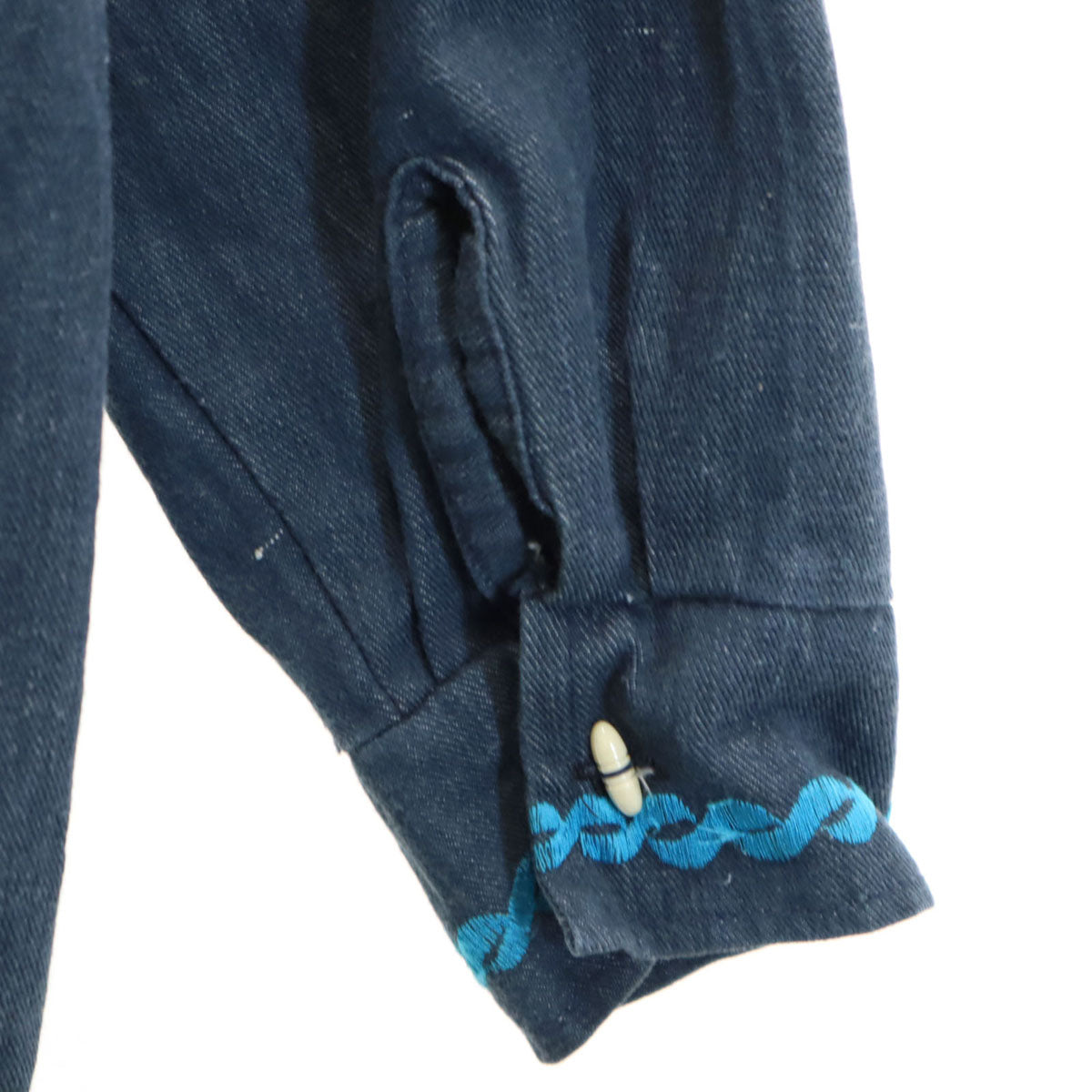 80s 90s オールド 花刺繍 シャツジャケット 40 ネイビー メンズ