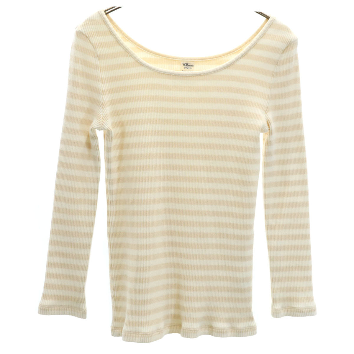 Ron Herman ロンハーマン 日本製 ボーダー柄 長袖 リブ ニット XS ペールオレンジ レディース