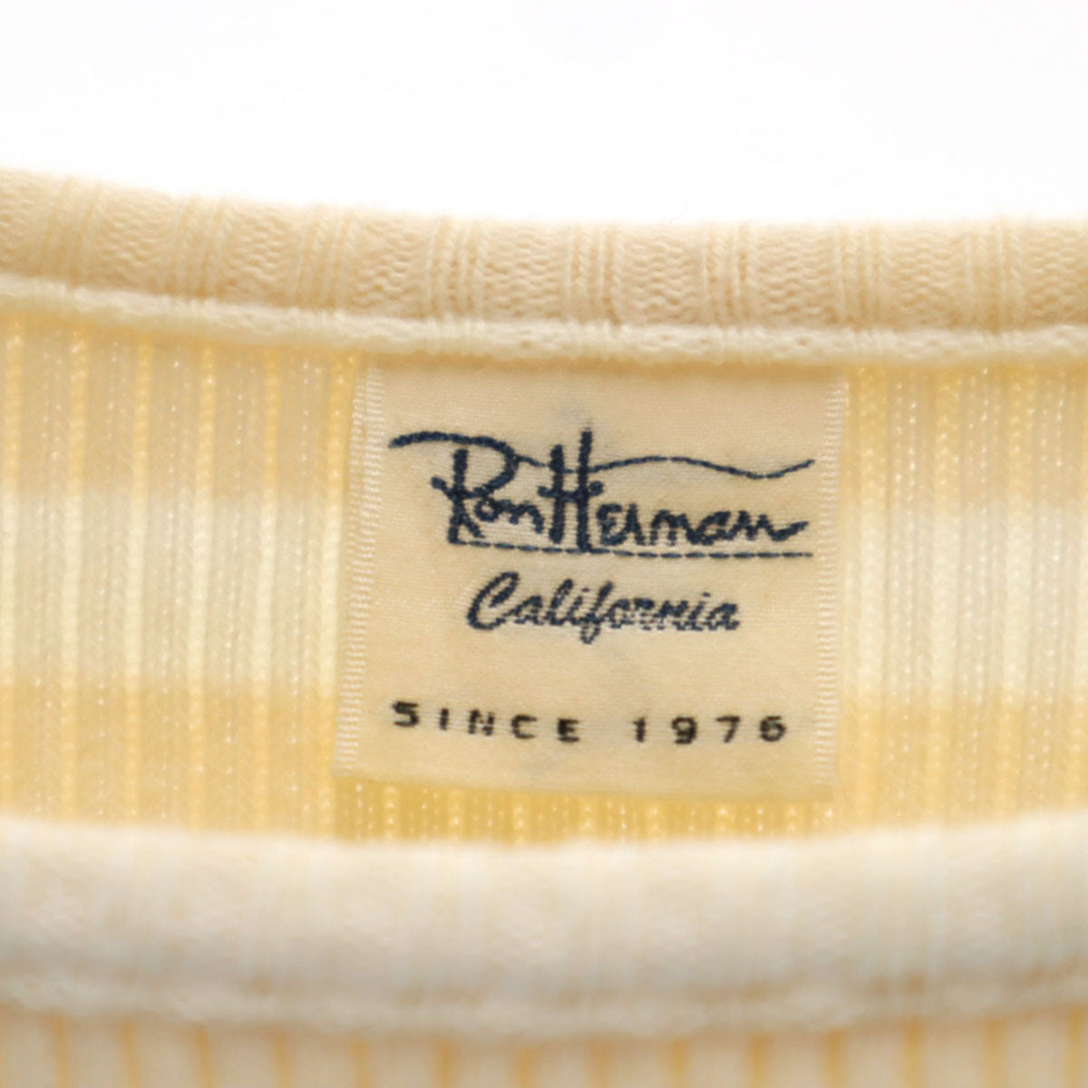 Ron Herman ロンハーマン 日本製 ボーダー柄 長袖 リブ ニット XS ペールオレンジ レディース