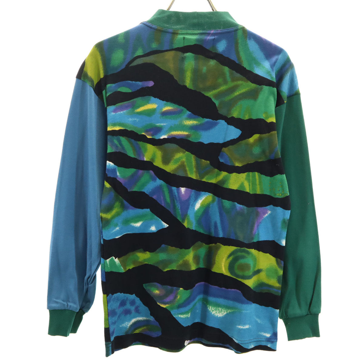 KENZO JEANS ケンゾージーンズ 90s 日本製 オールド 北斎タグ 総柄 7分袖 モックネック カットソー F ブルー系 トップス レディース