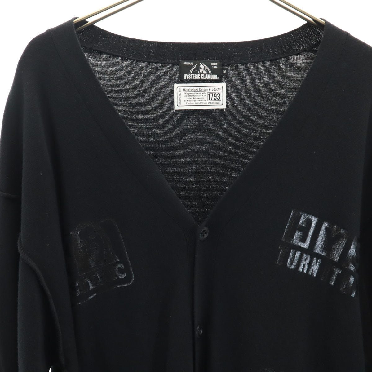 HYSTERIC GLAMOUR ヒステリックグラマー 長袖 Vネック ニットカーディガン M ブラック メンズ