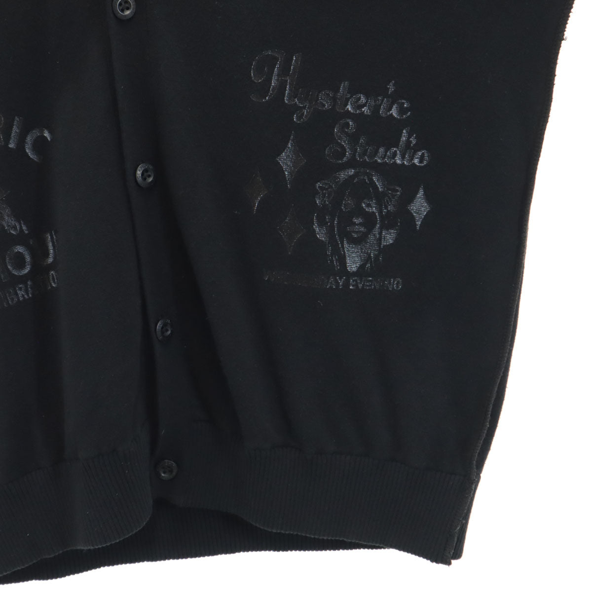 HYSTERIC GLAMOUR ヒステリックグラマー 長袖 Vネック ニットカーディガン M ブラック メンズ