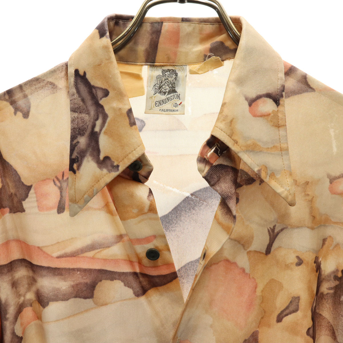 KENNINGTON ケニントン 70s ヴィンテージ 総柄 長袖 シャツ メンズ