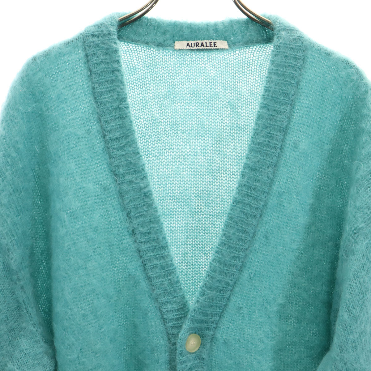 AURALEE オーラリー 長袖 Vネック モヘア カーディガン 1 グリーン系 ニット メンズ