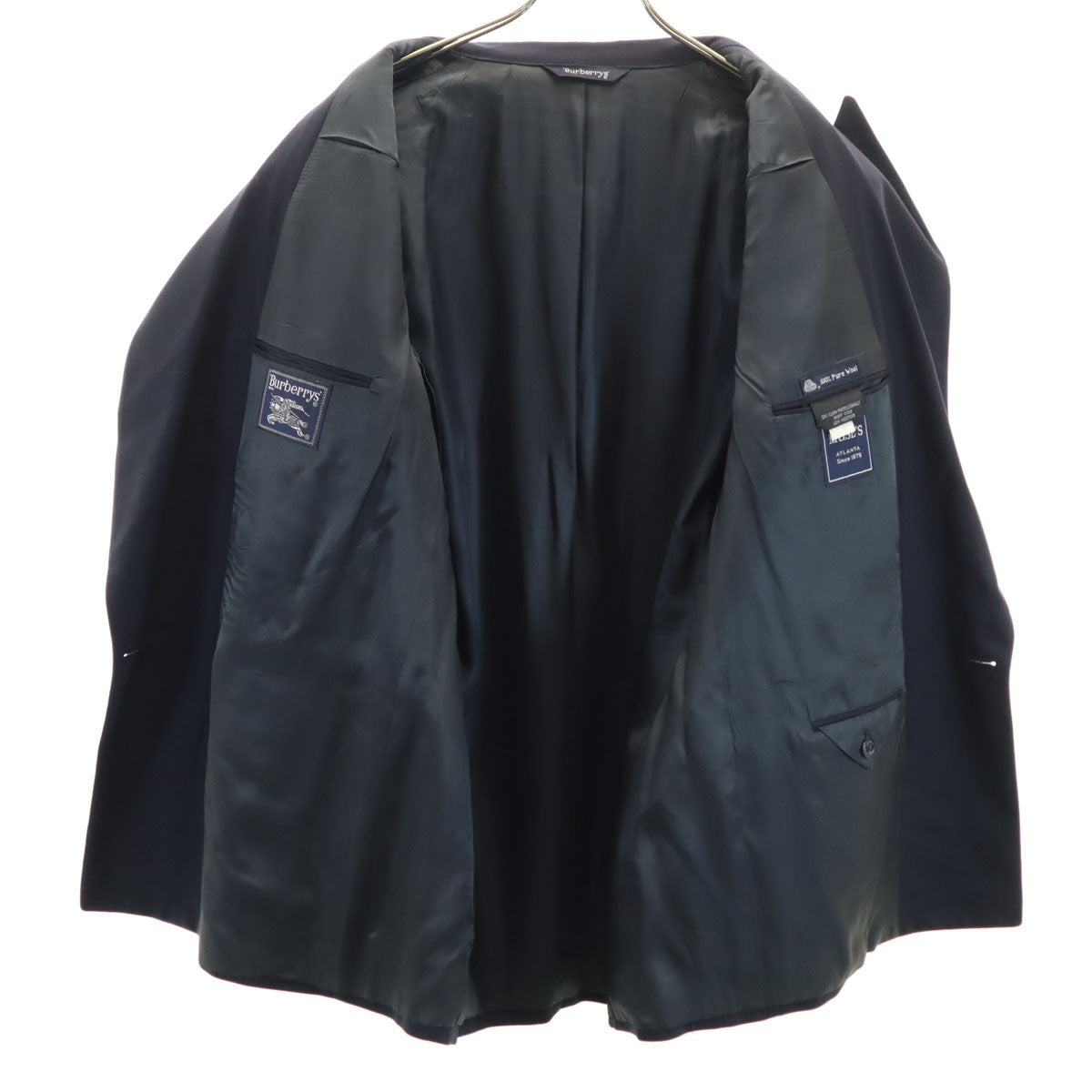 Burberrys バーバリーズ 90s ウール USA製 オールド ダブル スーツジャケット ネイビー系 メンズ
