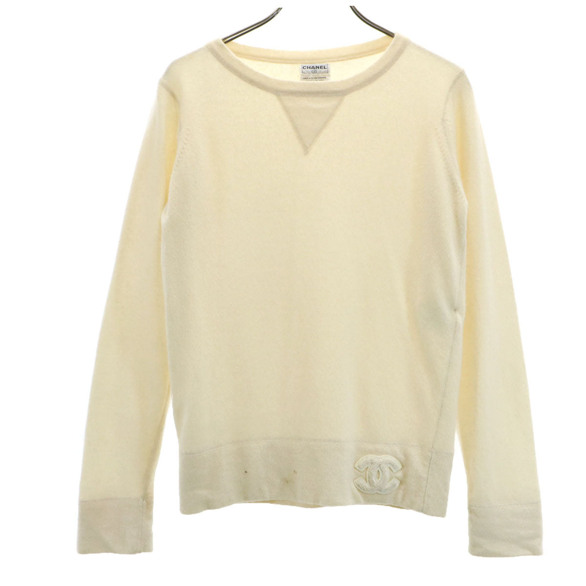 CHANEL シャネル カシミヤ P18159V00965 長袖 セーター 38 オフホワイト ニット レディース