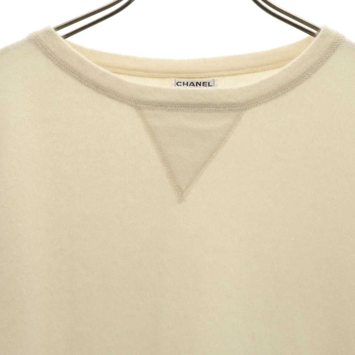 CHANEL シャネル カシミヤ P18159V00965 長袖 セーター 38 オフホワイト ニット レディース