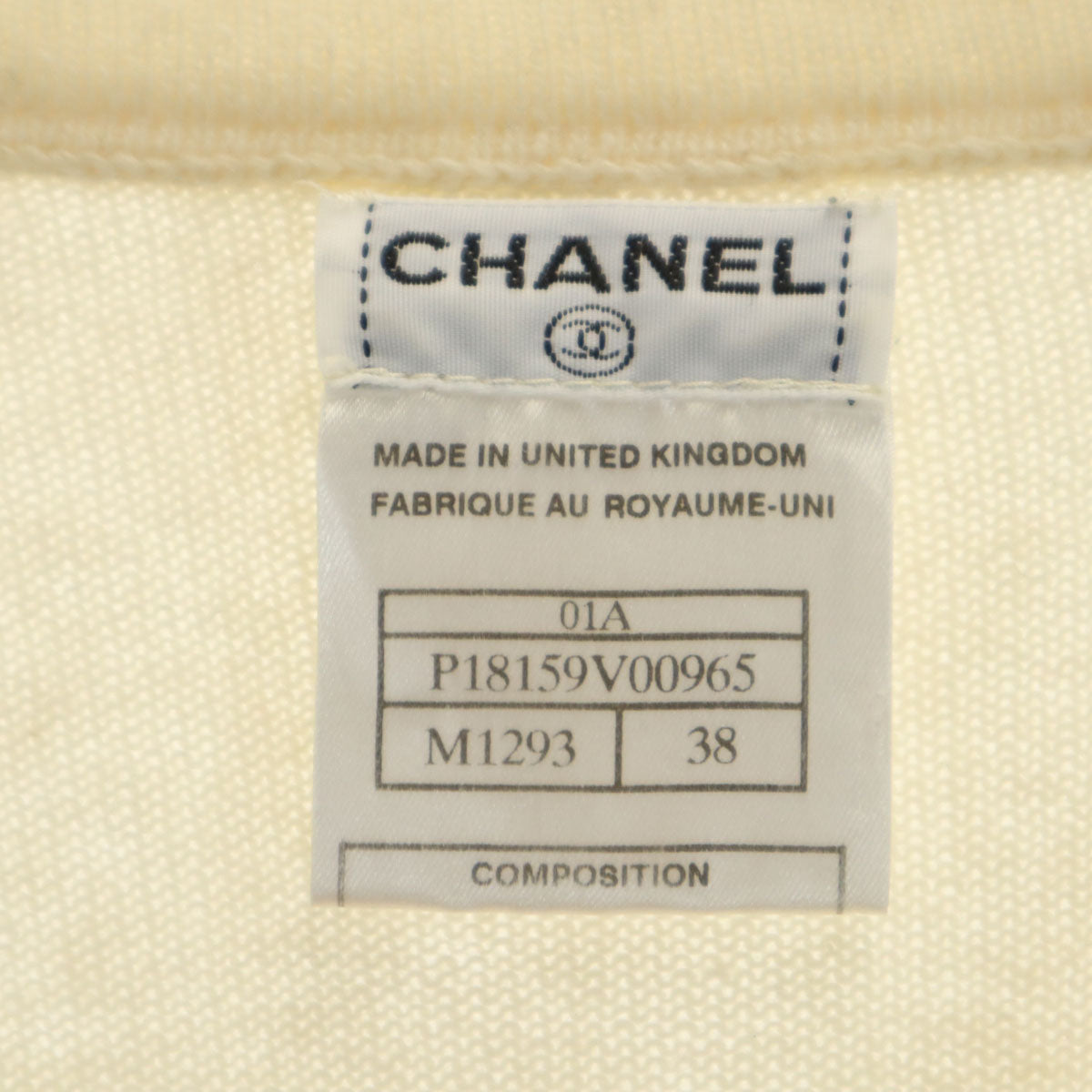 CHANEL シャネル カシミヤ P18159V00965 長袖 セーター 38 オフホワイト ニット レディース