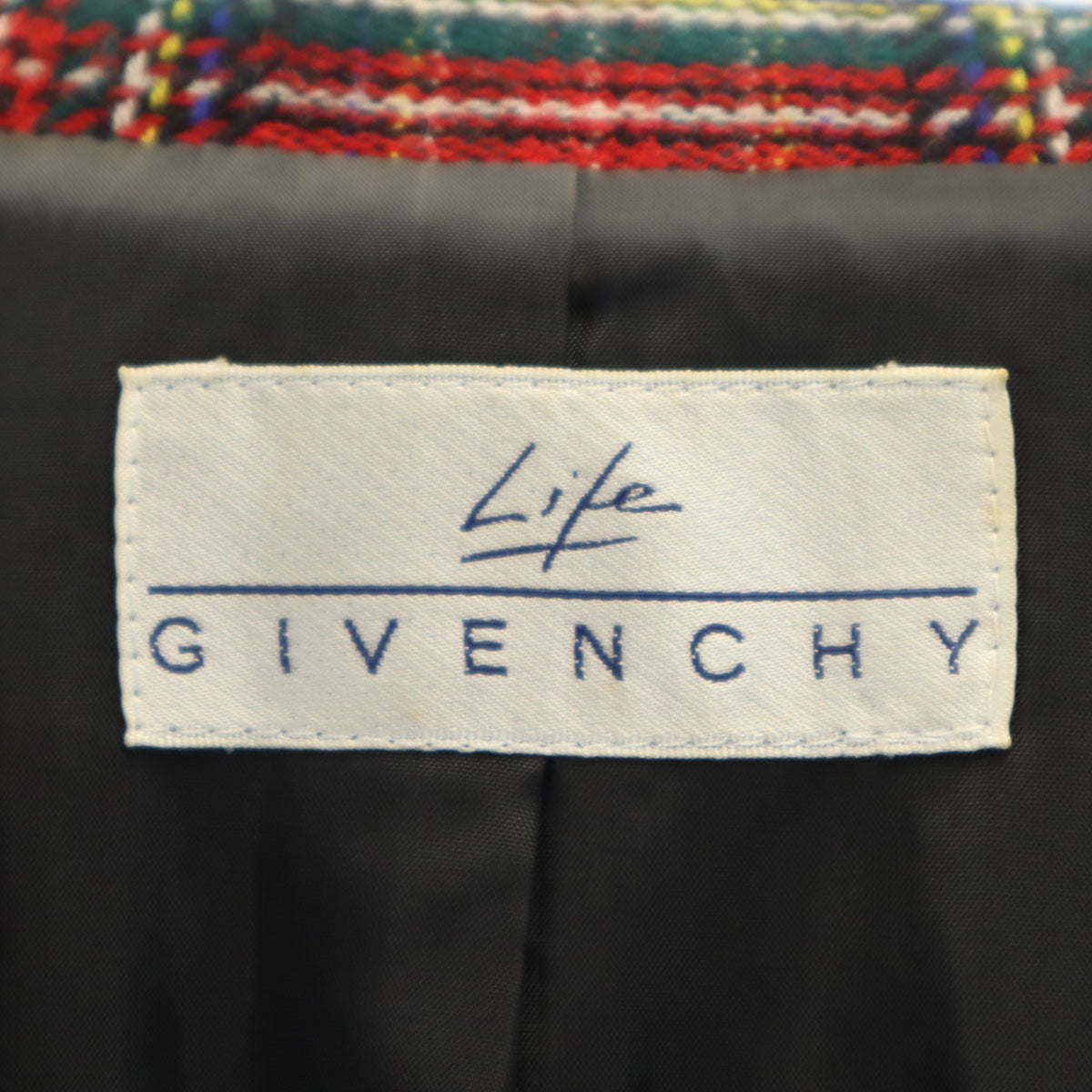 Givenchy ジバンシー 90s Life ウール オールド タータンチェック ダブル ジャケット 11 レディース