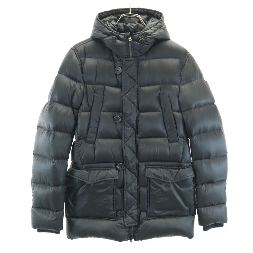 Herno ヘルノ ルーマニア製 ミドル グース ダウンジャケット 44 グリーン フーディー メンズ