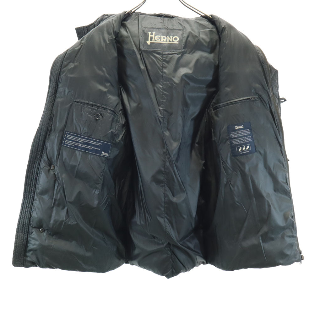 Herno ヘルノ ルーマニア製 ミドル グース ダウンジャケット 44 グリーン フーディー メンズ