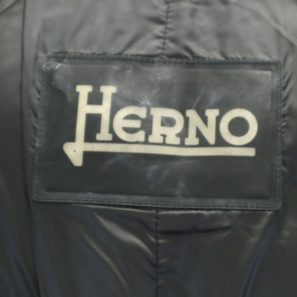 Herno ヘルノ ルーマニア製 ミドル グース ダウンジャケット 44 グリーン フーディー メンズ