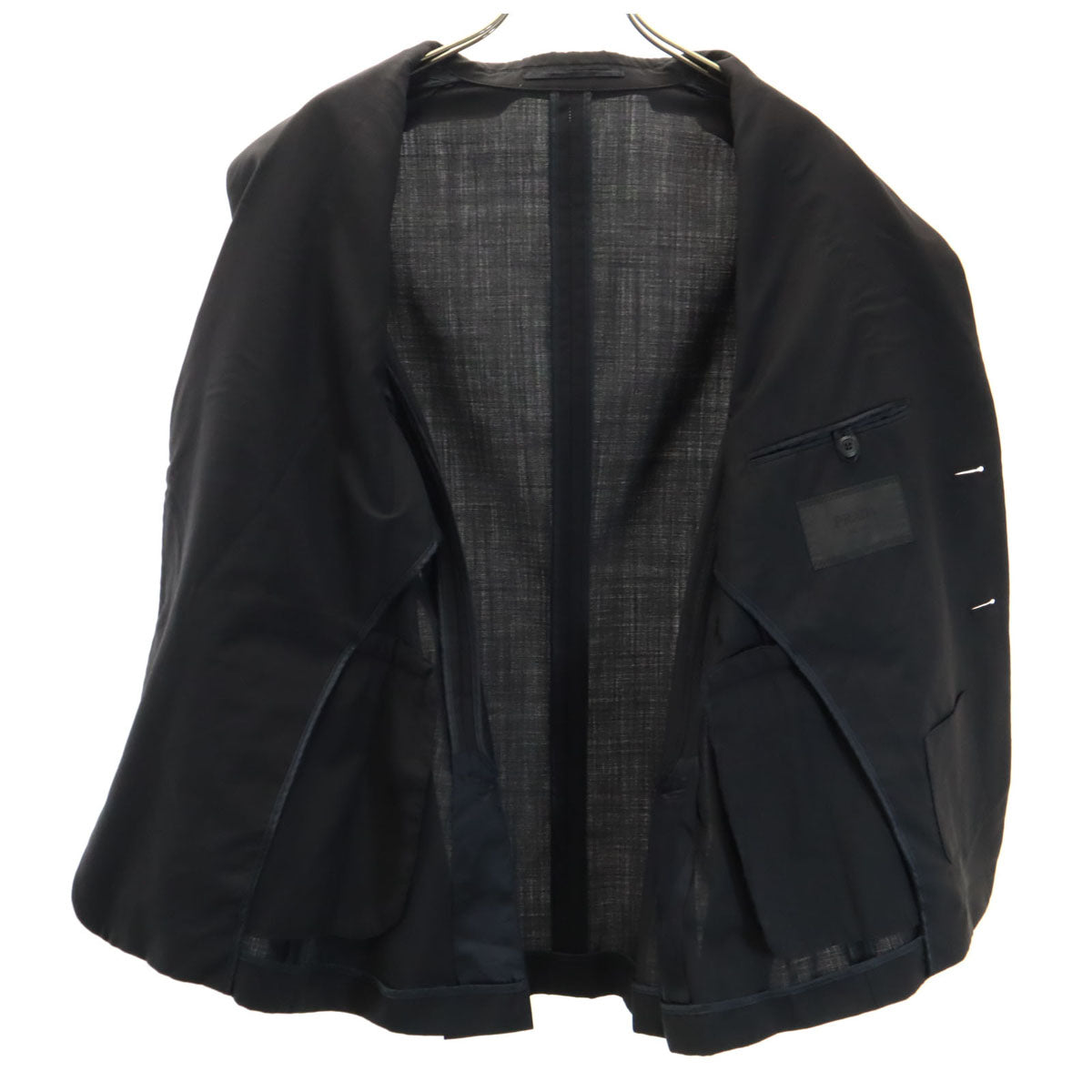 PRADA プラダ イタリア製 スーツ 上下 セットアップ 48R ブラック メンズ