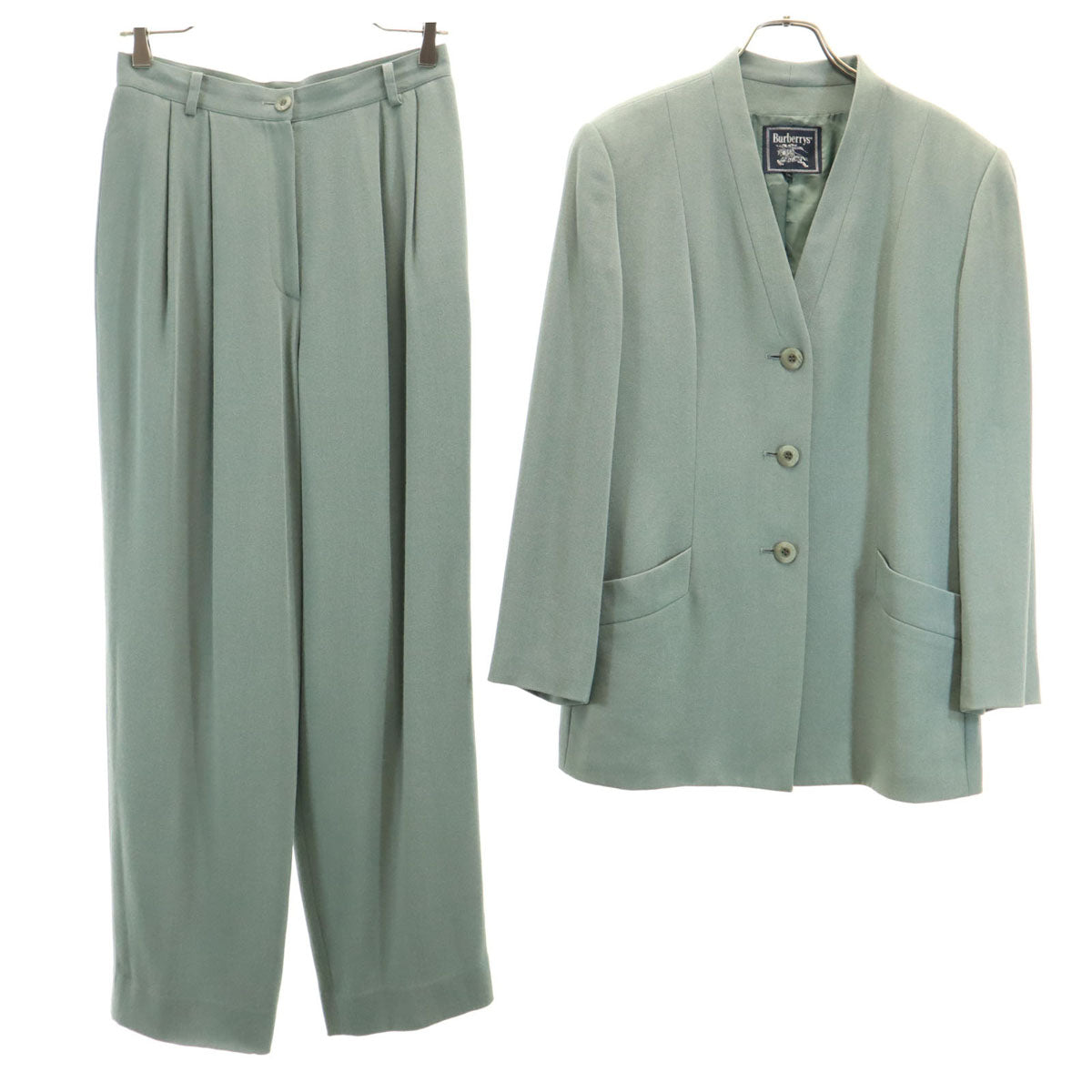 Burberrys バーバリーズ 90s オールド パンツスーツ 上下 セットアップ 11 グリーングレー レディース