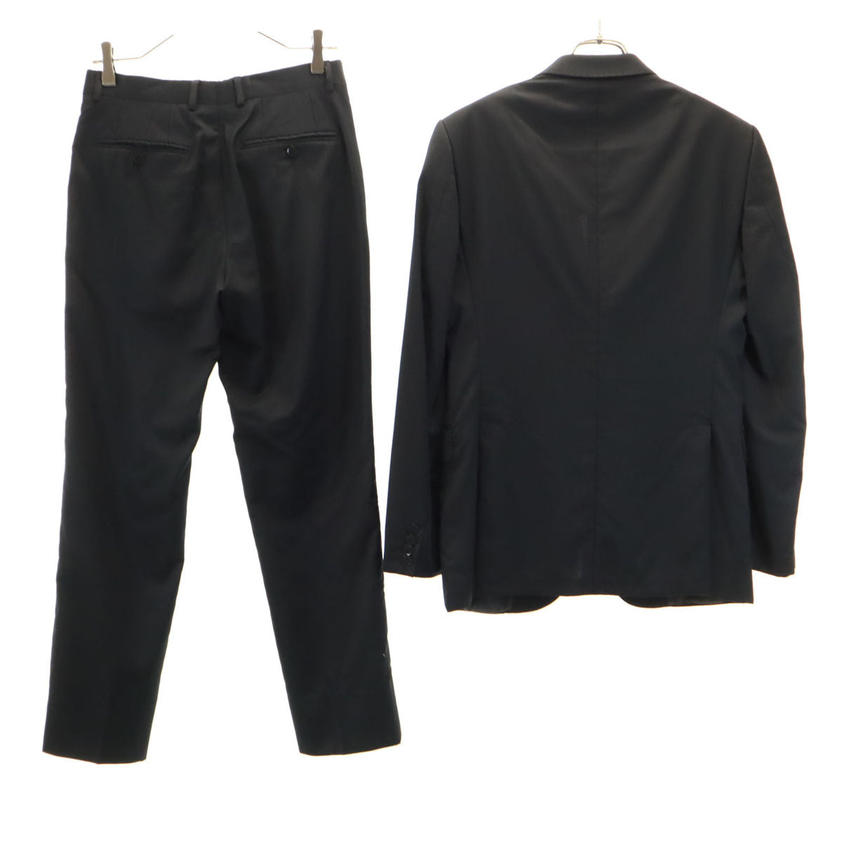 Emporio Armani エンポリオアルマーニ ブルガリア製 M LINE ストライプ柄 スーツ 上下 セットアップ 44 ブラック メンズ