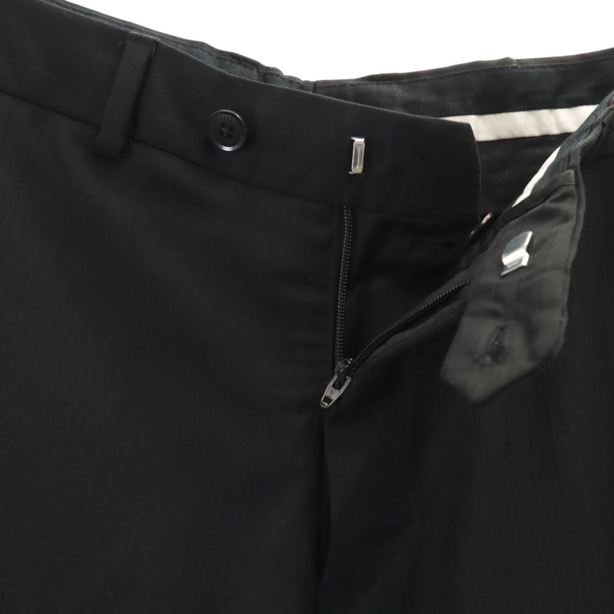 Emporio Armani エンポリオアルマーニ ブルガリア製 M LINE ストライプ柄 スーツ 上下 セットアップ 44 ブラック メンズ