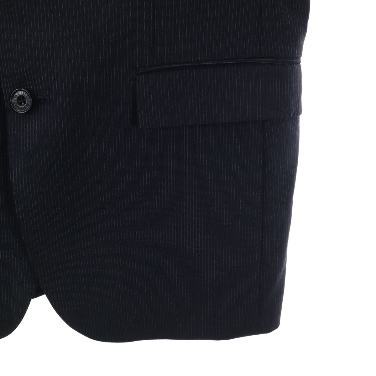 BURBERRY BLACK LABEL バーバリーブラックレーベル 日本製 ウール ストライプ柄 スーツ 上下 セットアップ 38L ネイビー 三陽商会 メンズ