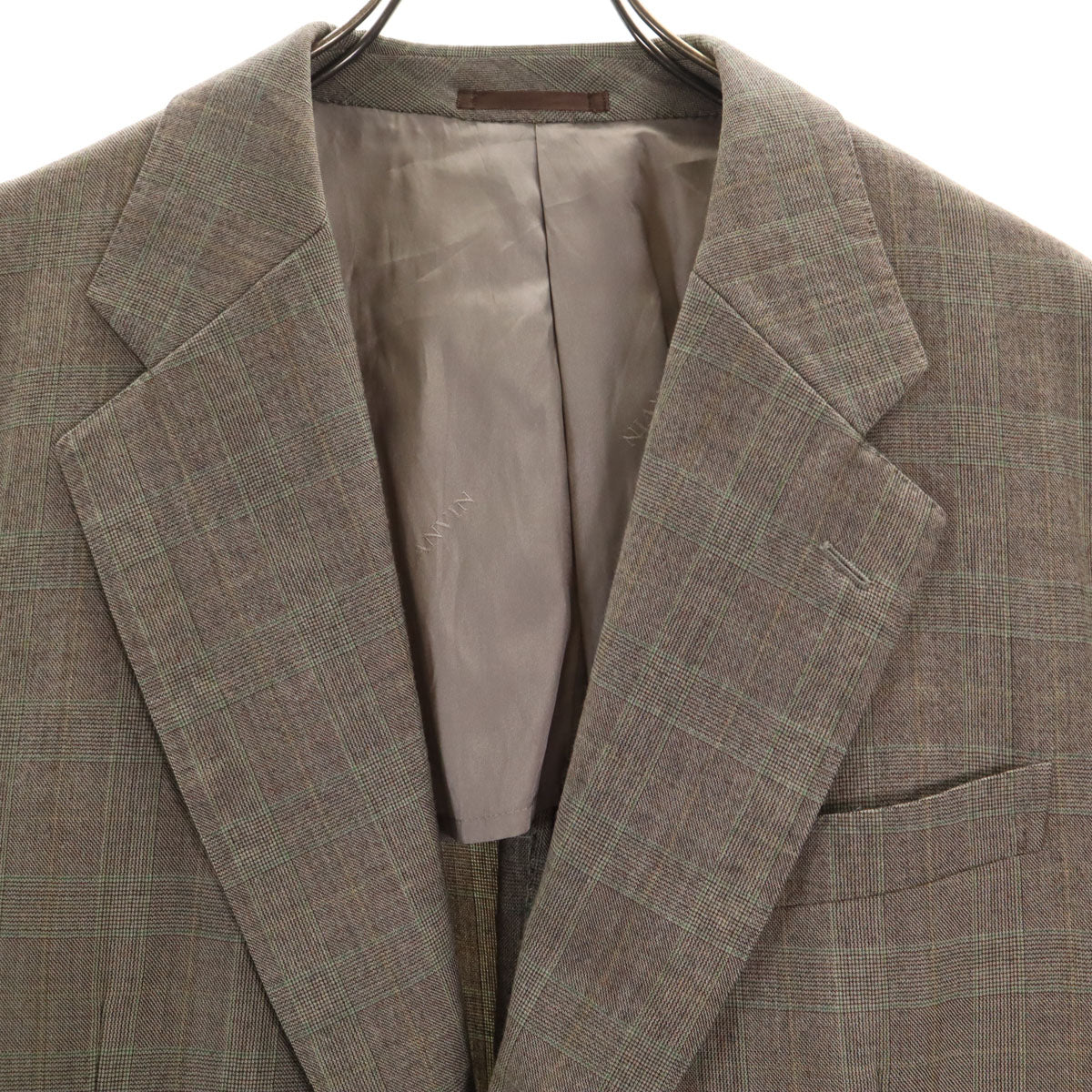 LANVIN ランバン 90s ウール オールド チェック柄 スーツ 上下 セットアップ ST50-56 グレー メンズ