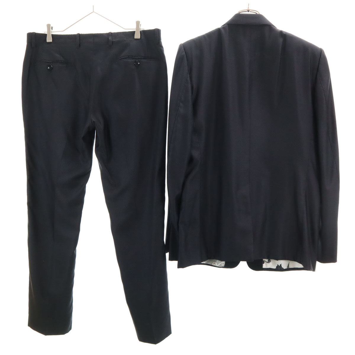 ETRO エトロ イタリア製 シルクブレンド スーツ 上下 セットアップ 52 黒系 メンズ