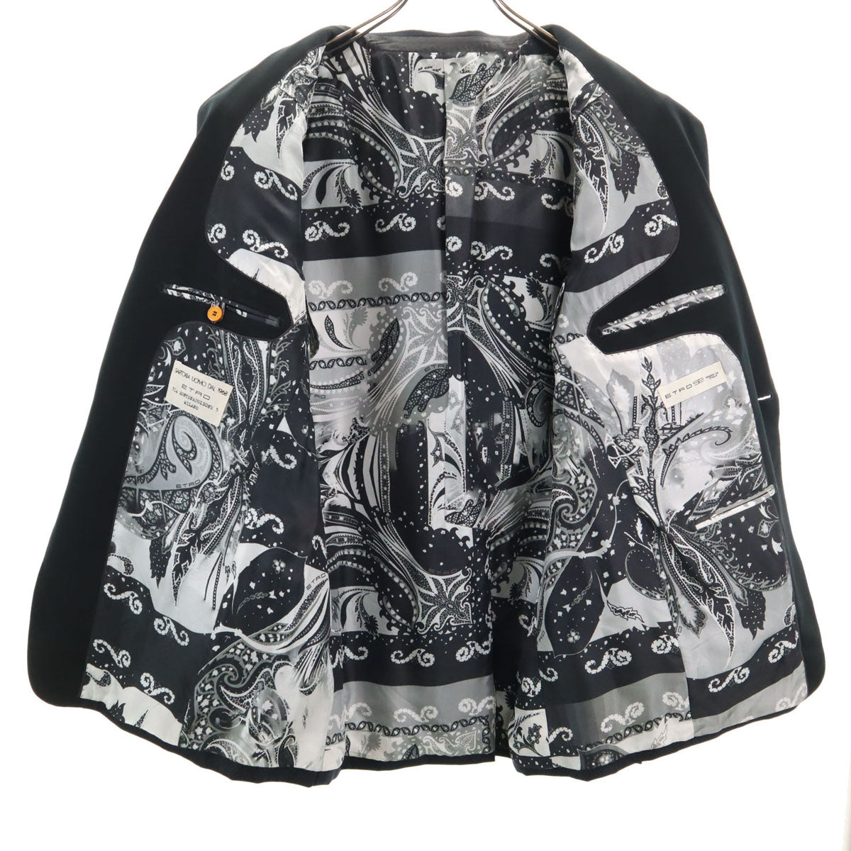 ETRO エトロ イタリア製 シルクブレンド スーツ 上下 セットアップ 52 黒系 メンズ