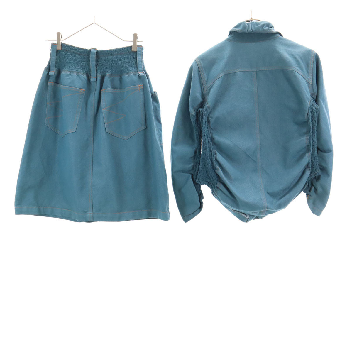 me ISSEY MIYAKE ミーイッセイミヤケ 日本製 長袖 デニムシャツ 上下 セットアップ レディース