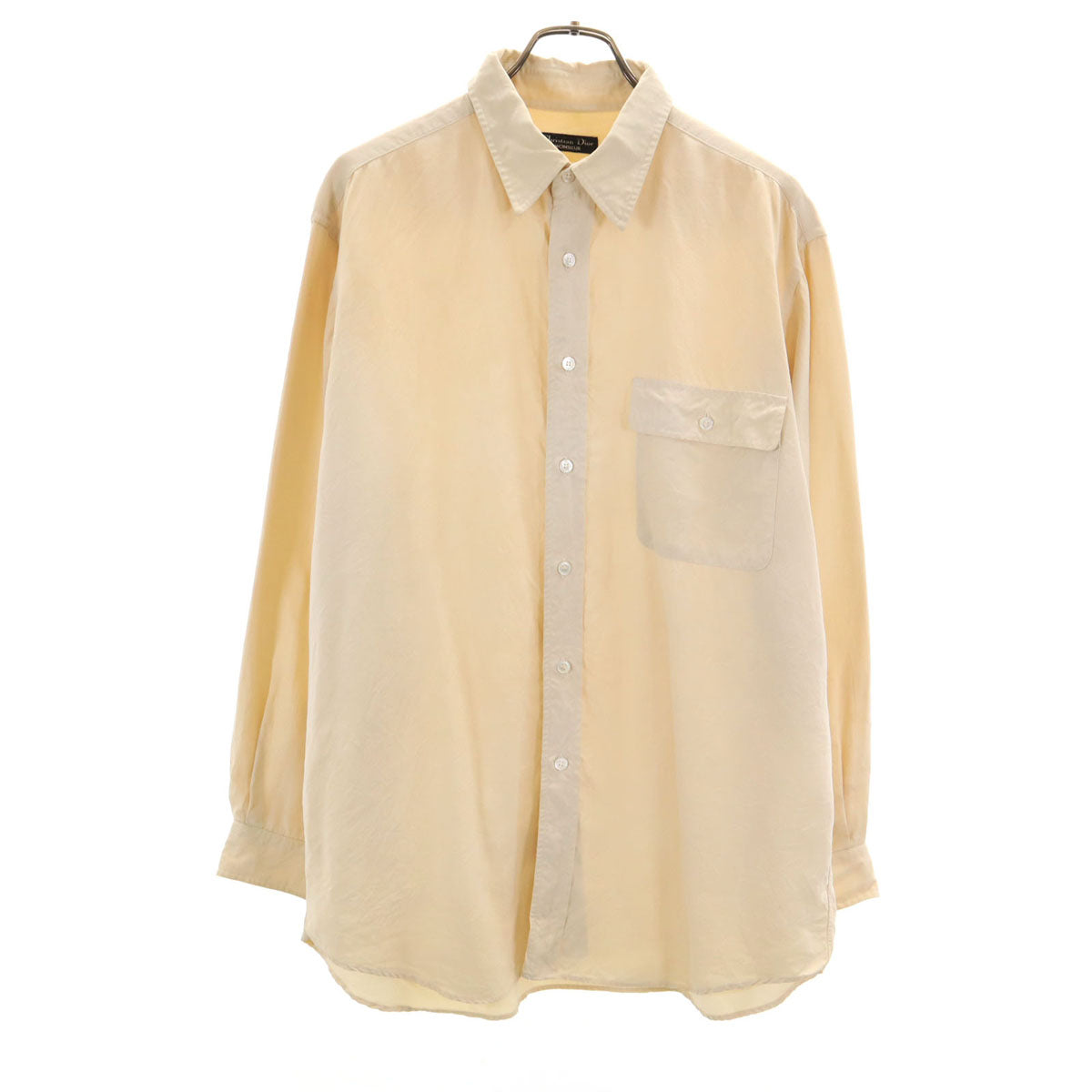 Christian Dior MONSIEUR クリスチャンディオール ムッシュ 90s シルク オールド 長袖 シャツ L クリーム メンズ